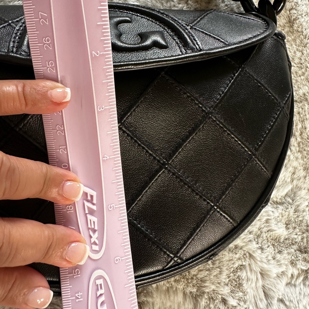 Tory Burch Mini Fleming Soft Crescent Bag in Black. - Picture 6 of 8